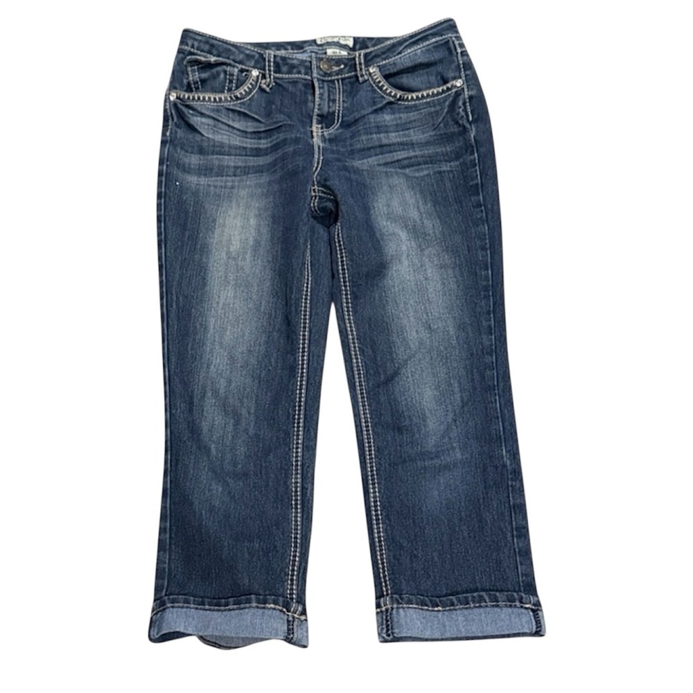 Earl Jeans size 6 Blue Denim Jeans cropped capri designer pant women’s - Picture 1 of 6